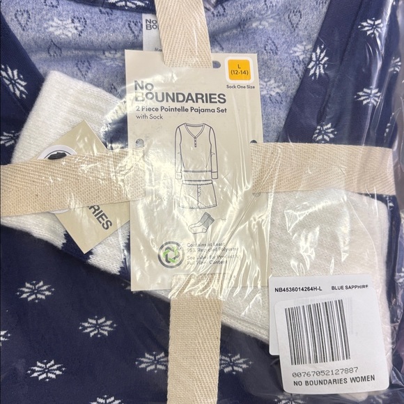 N/B Knit Relaxed Long Sleeve Henley Sleep Top & Shorts with Socks 3 Piece Set - Picture 5 of 5